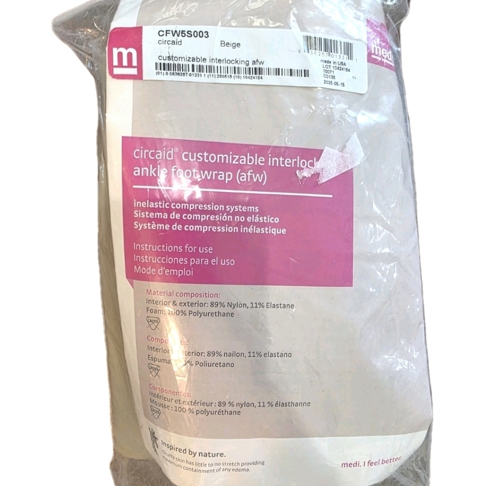Medi Circaid Customizable Interlocking Ankle Foot Wrap CFW5S003 New Compression